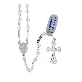 Rosenkranz 4 mm aus Silber 925 und Rosa Quarz