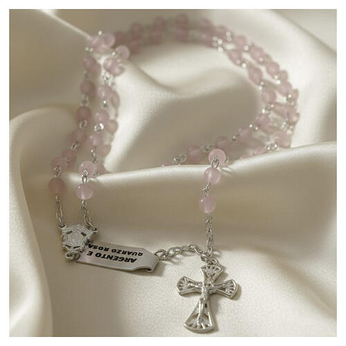 Rosary of 925 silver with 0.016 in rose quartz beads 2