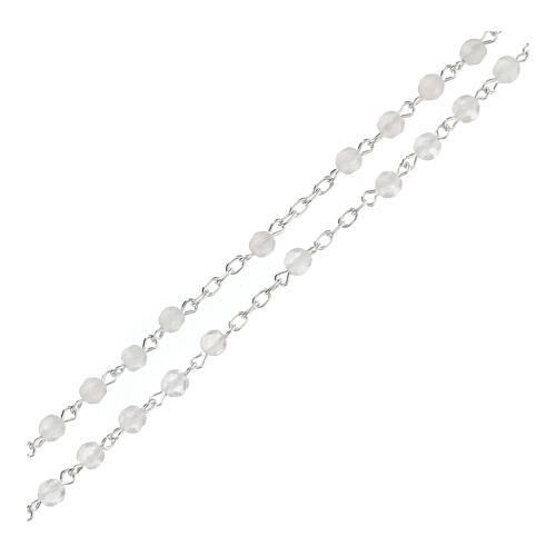 Różaniec srebro 925 i różowy kwarc, koraliki 4mm 3