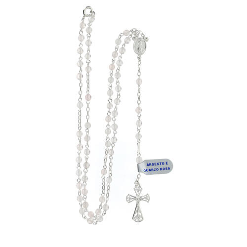 Rose quartz rosary 4 mm in 925 silver 4