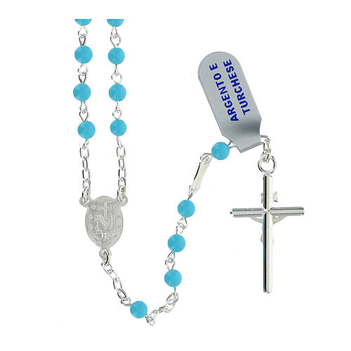 Rosary of 925 silver with 0.016 in turquoise beads 2