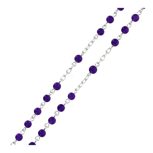 Różaniec ametyst i srebro 925, koraliki 4mm 3