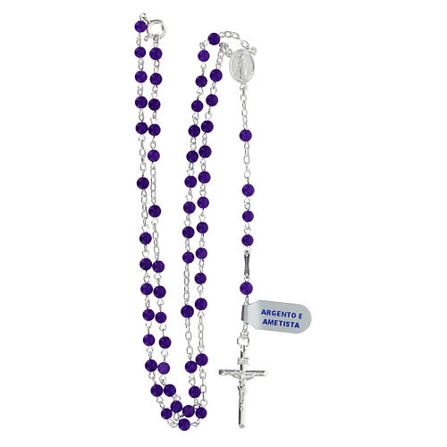 Amethyst rosary 4 mm 925 silver 4