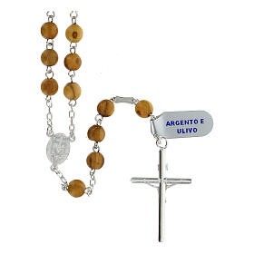 Rosary of the Jubilee Basilicas, 925 silver and olivewood, 0.02 in beads