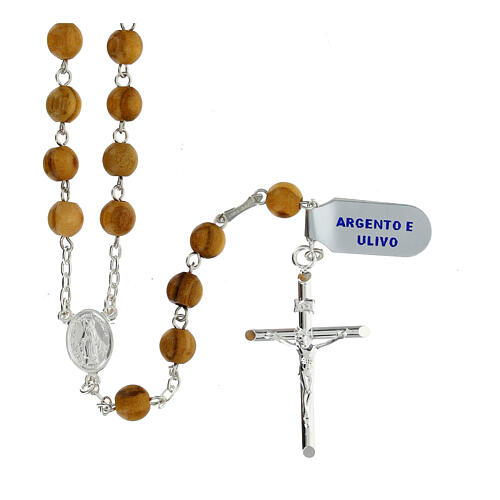 Rosary basilicas jubilee olive wood and 925 silver 5 mm 1