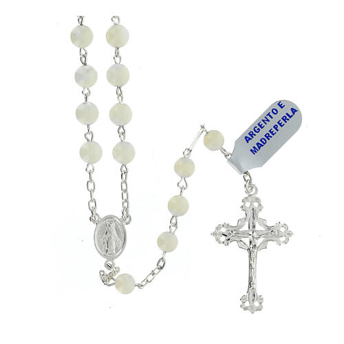 Rosary of the Jubilee Basilicas, 925 silver and mother-of-pearl, 0.024 in beads 1