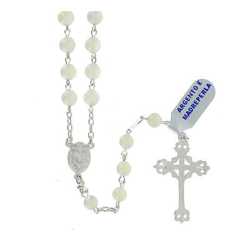 Rosary of the Jubilee Basilicas, 925 silver and mother-of-pearl, 0.024 in beads 2
