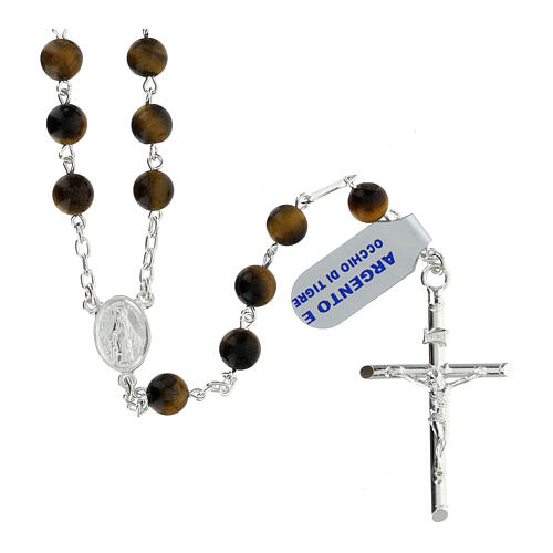 Rosary of the Jubilee Basilicas, 925 silver and tiger's eye, 0.024 in beads 1