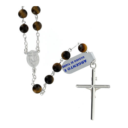 Rosary of the Jubilee Basilicas, 925 silver and tiger's eye, 0.024 in beads 2