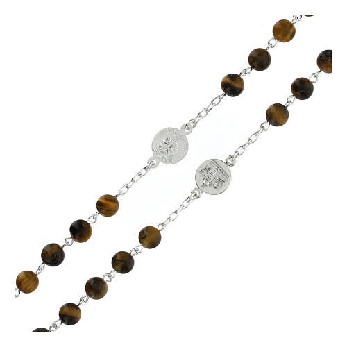 Rosary of the Jubilee Basilicas, 925 silver and tiger's eye, 0.024 in beads 3