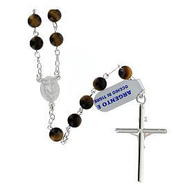 Rosary 6 mm tiger's eye basilicas jubilee silver 925