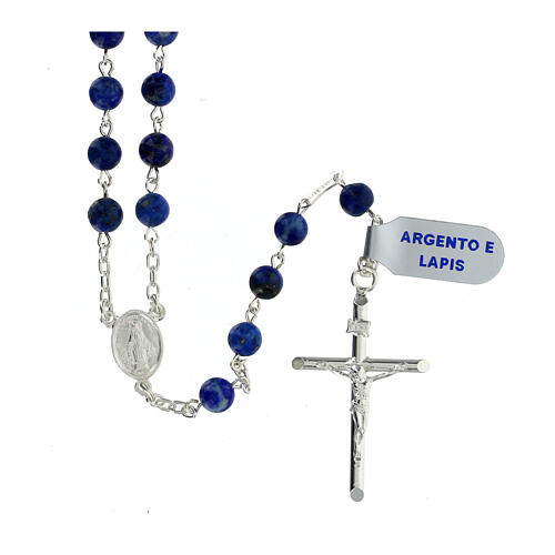 Rosary of the Jubilee Basilicas, 925 silver and lapis lazuli, 0.024 in beads 1