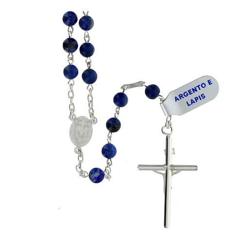 Rosary of the Jubilee Basilicas, 925 silver and lapis lazuli, 0.024 in beads 2