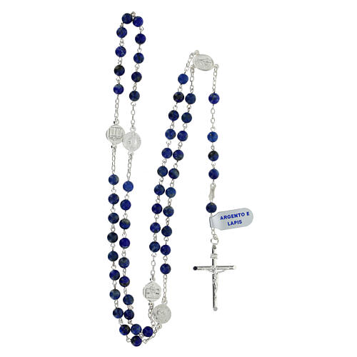 Rosary of the Jubilee Basilicas, 925 silver and lapis lazuli, 0.024 in beads 4