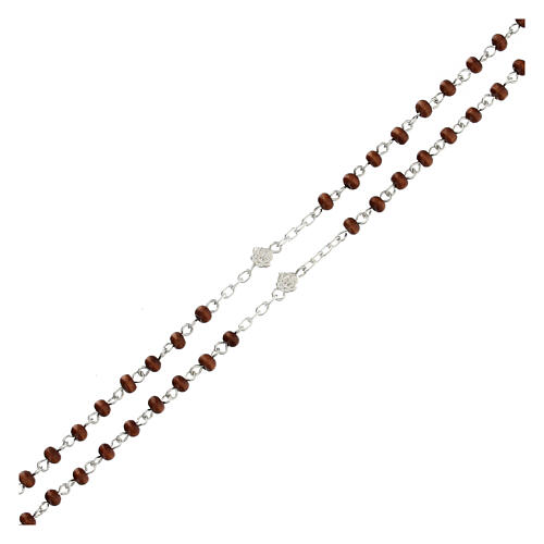 Rosary necklace of St. Rita, wooden beads and 925 silver small roses 3
