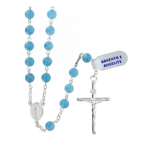 Rosary necklace of 925 silver and angelite 1