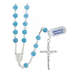 Różaniec do noszenia, srebro 925 i angelit w kolorze błękitnym