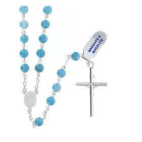 Różaniec do noszenia, srebro 925 i angelit w kolorze błękitnym