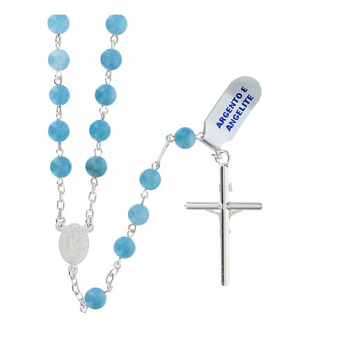 Różaniec do noszenia, srebro 925 i angelit w kolorze błękitnym 2