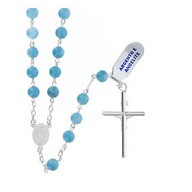 Wearable rosary blue angelite silver 925 cross
