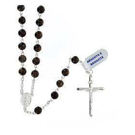 Rosary necklace of 925 silver and bronzite