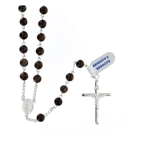 Rosary necklace of 925 silver and bronzite 1