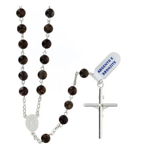 Rosary necklace of 925 silver and bronzite 2