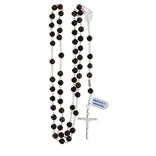 Różaniec srebro 925, koraliki z bronzytu 6 mm 4