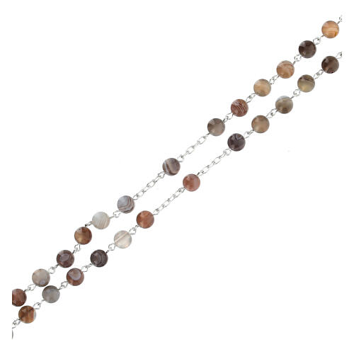 Rosary beads 6 mm Botswana agate 925 silver cross 3