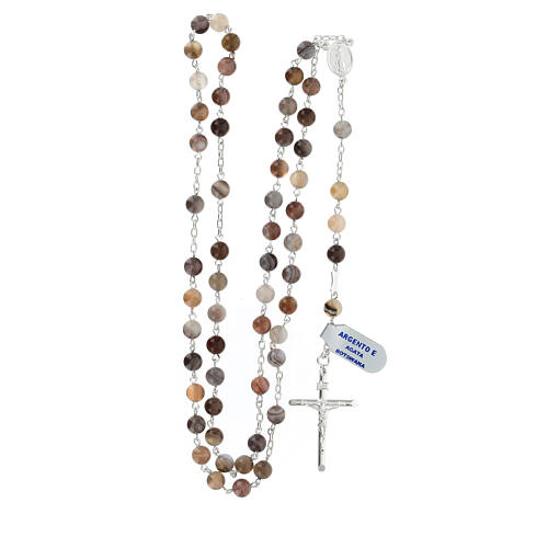 Rosary beads 6 mm Botswana agate 925 silver cross 4