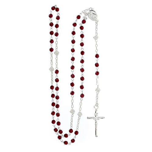 Rosary necklace of St. Rita, 925 silver and red crystal 4