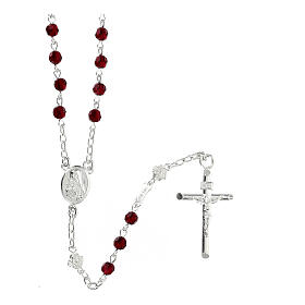 Chapelet collier Sainte Rita cristal rouge et argent 925