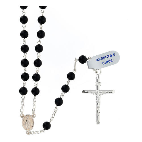 Rosary necklace of Our Lady of the Miraculous Medal, black onyx 1