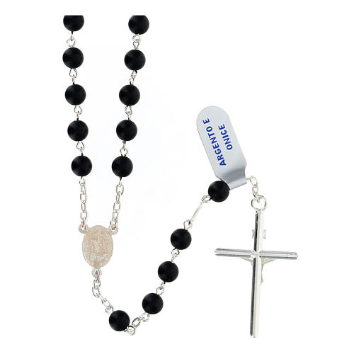 Rosary necklace of Our Lady of the Miraculous Medal, black onyx 2
