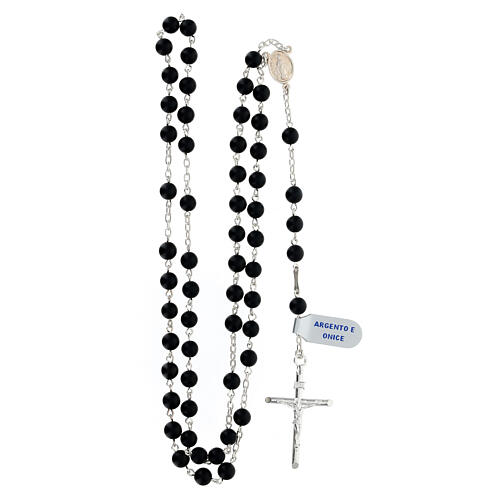 Wearable black onyx rosary Our Lady of Grace 4