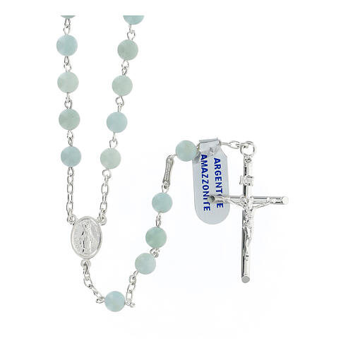 Rosary necklace of Our Lady of the Miraculous Medal, amazonite 1