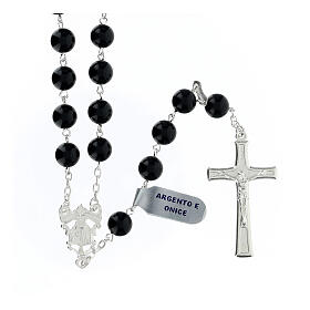 Rosary of 925 silver and onyx, 0.03 in beads