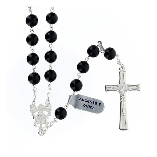 Rosary of 925 silver and onyx, 0.03 in beads 1