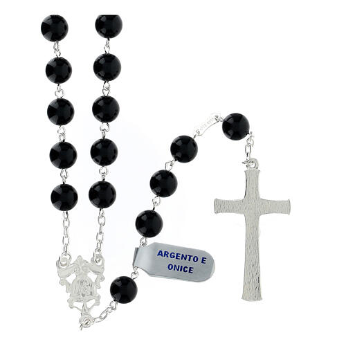 Rosary of 925 silver and onyx, 0.03 in beads 2