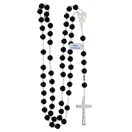 Rosary of 925 silver and onyx, 0.03 in beads 4