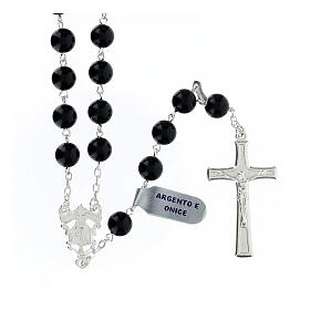 Różaniec srebro 925 i onyks, koraliki 8mm