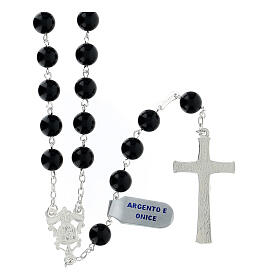 Różaniec srebro 925 i onyks, koraliki 8mm