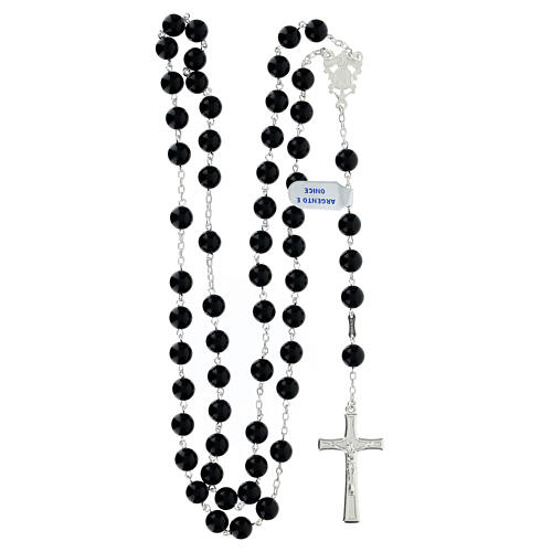 Różaniec srebro 925 i onyks, koraliki 8mm 4