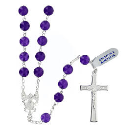 Rosary of 925 silver and amethyst, 0.03 in beads