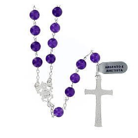 Wearable rosary cruise with amethyst grains in 925 silver