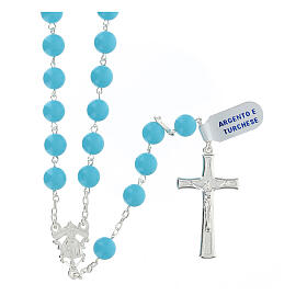 Rosary of 925 silver and turquoise, 0.03 in beads