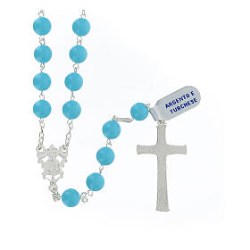 Turquoise beads rosary 8 mm 925 silver