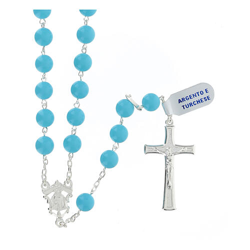 Turquoise beads rosary 8 mm 925 silver 1
