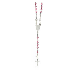 Rosary choker of the Miraculous Medal, 925 silver cable and pink crystal