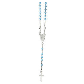 Rosary choker of the Miraculous Medal, 925 silver cable and light blue crystal
